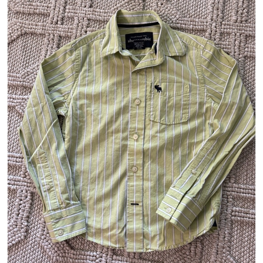 Abercrombie Green Striped Button Up Shirt Mens Size Small Long Sleeve